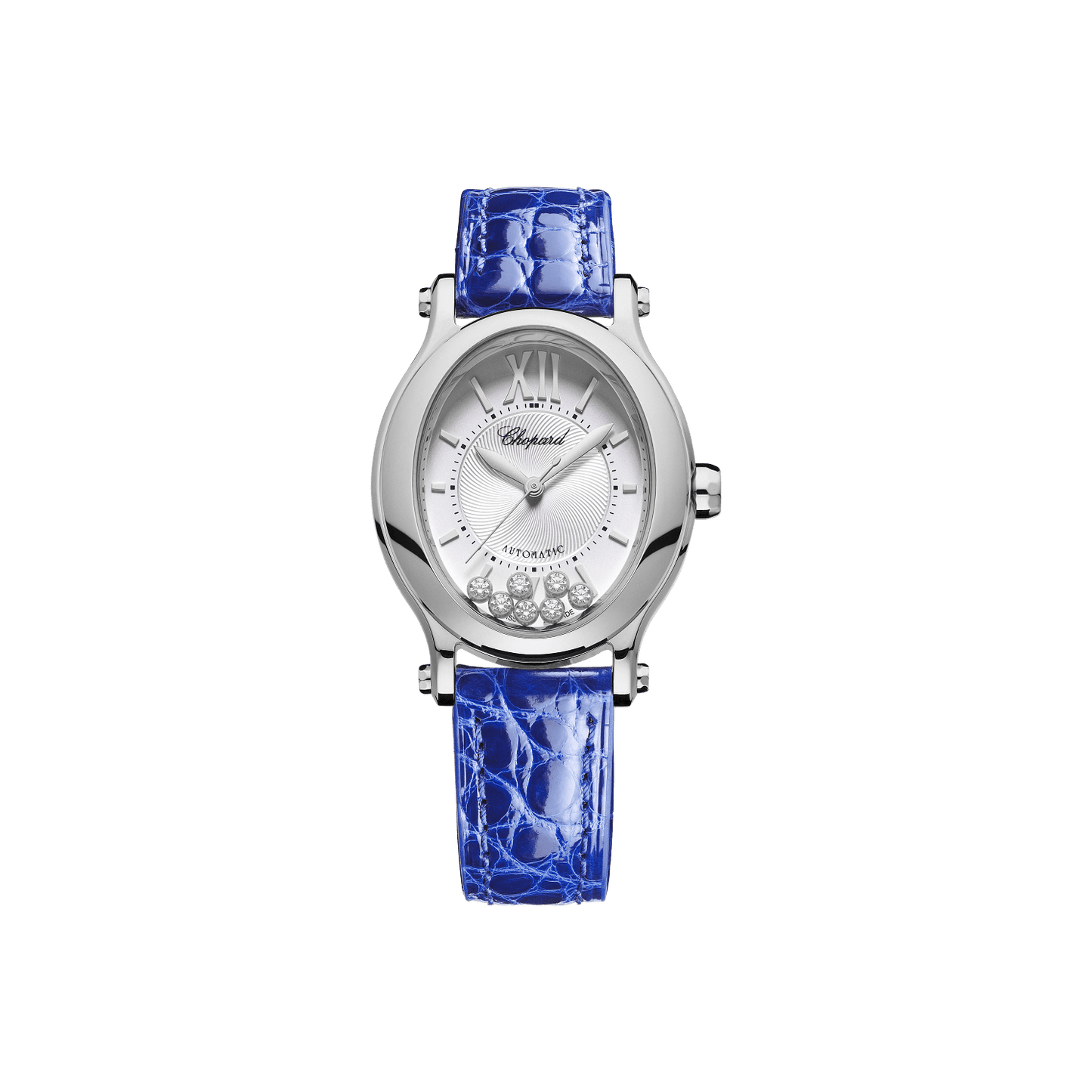 Chopard Happy Sport 29 x 31 mm Silver Dial with Diamonds Stainless Steel Alligator Leather Strap 278602-3001