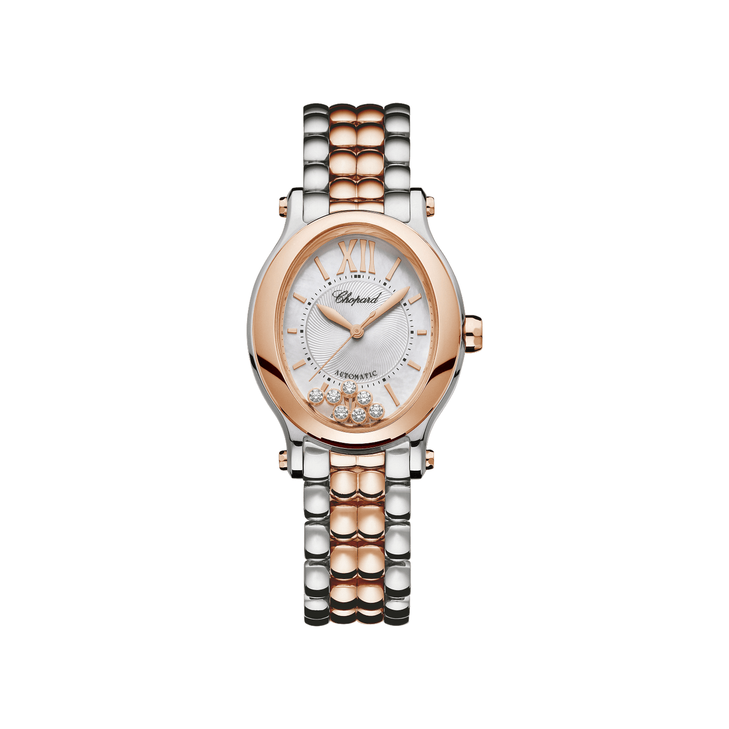 Chopard Happy Sport 29 x 31 mm Silver Dial 18K Rose Gold And Stainless Steel Bracelet 278602-6002