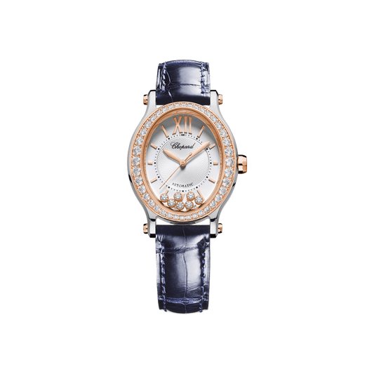 Chopard Happy Sport 29 x 31 mm Silver Dial with Diamonds 18K Rose Gold And Stainless Steel Alligator Leather Strap 278602-6003