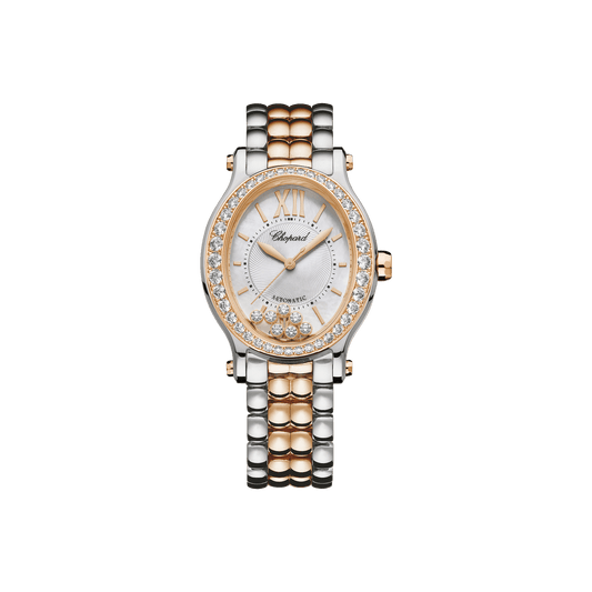 Chopard Happy Sport 29 x 31 mm Silver Dial with Diamonds 18K Rose Gold And Stainless Steel Bracelet 278602-6004