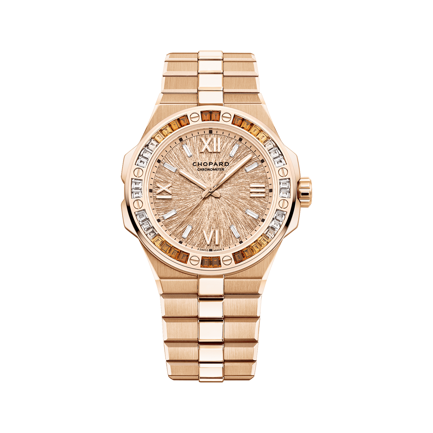 Chopard Alpine Eagle 41 mm Pink Dial with Diamonds 18k Rose Gold Bracelet 295363-5013