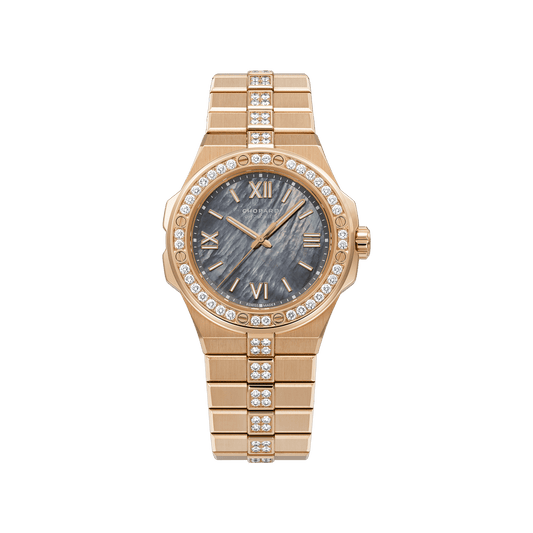 Chopard Alpine Eagle 36 mm Gray Mother-Of-Pearl Dial with Diamonds 18k Rose Gold Bracelet 295370-5003