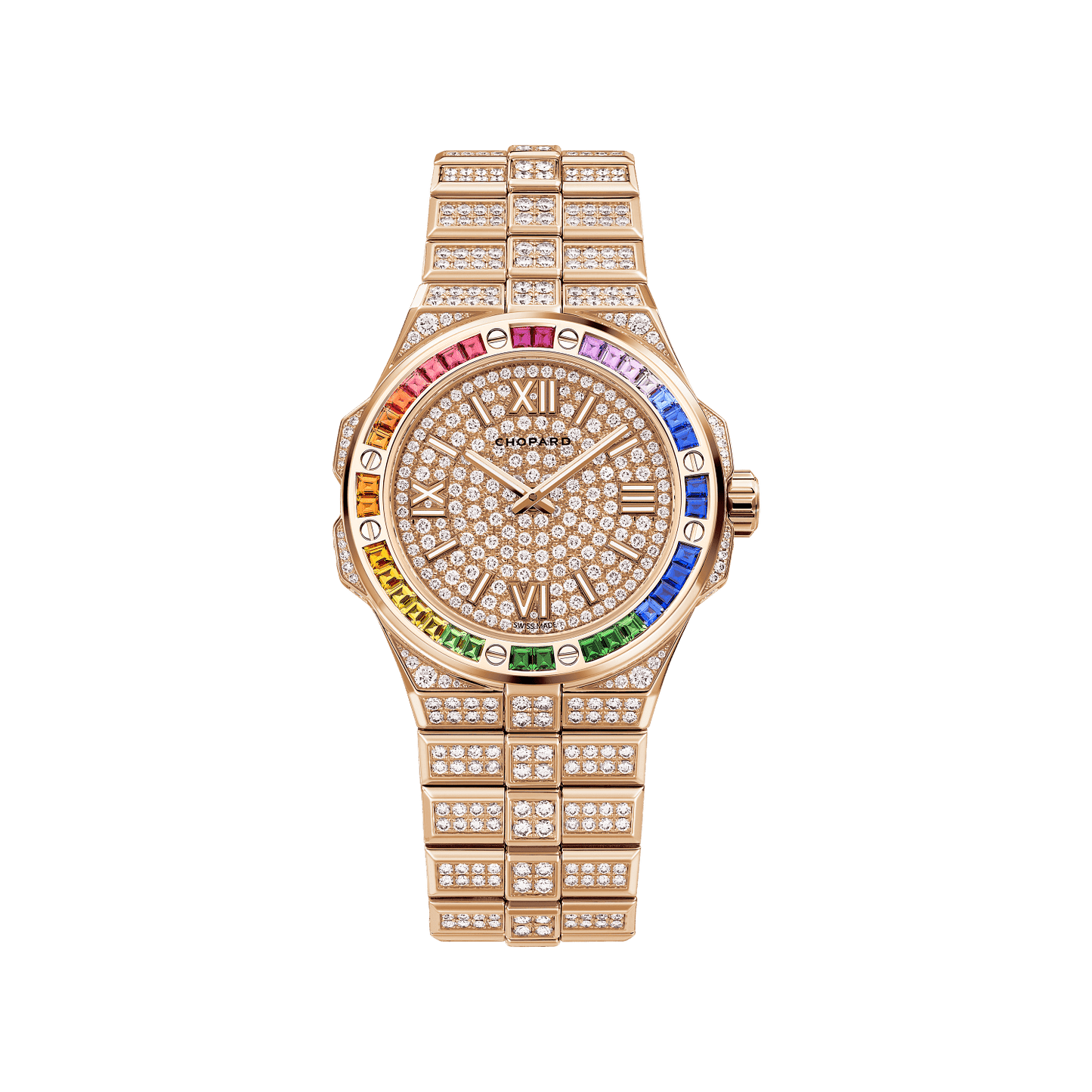 Chopard Alpine Eagle 36 mm Diamond Paved Dial 18k Rose Gold Bracelet 295370-5005