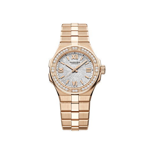 Chopard Alpine Eagle 33 mm Silver Dial with Diamonds 18k Rose Gold Bracelet 295384-5001