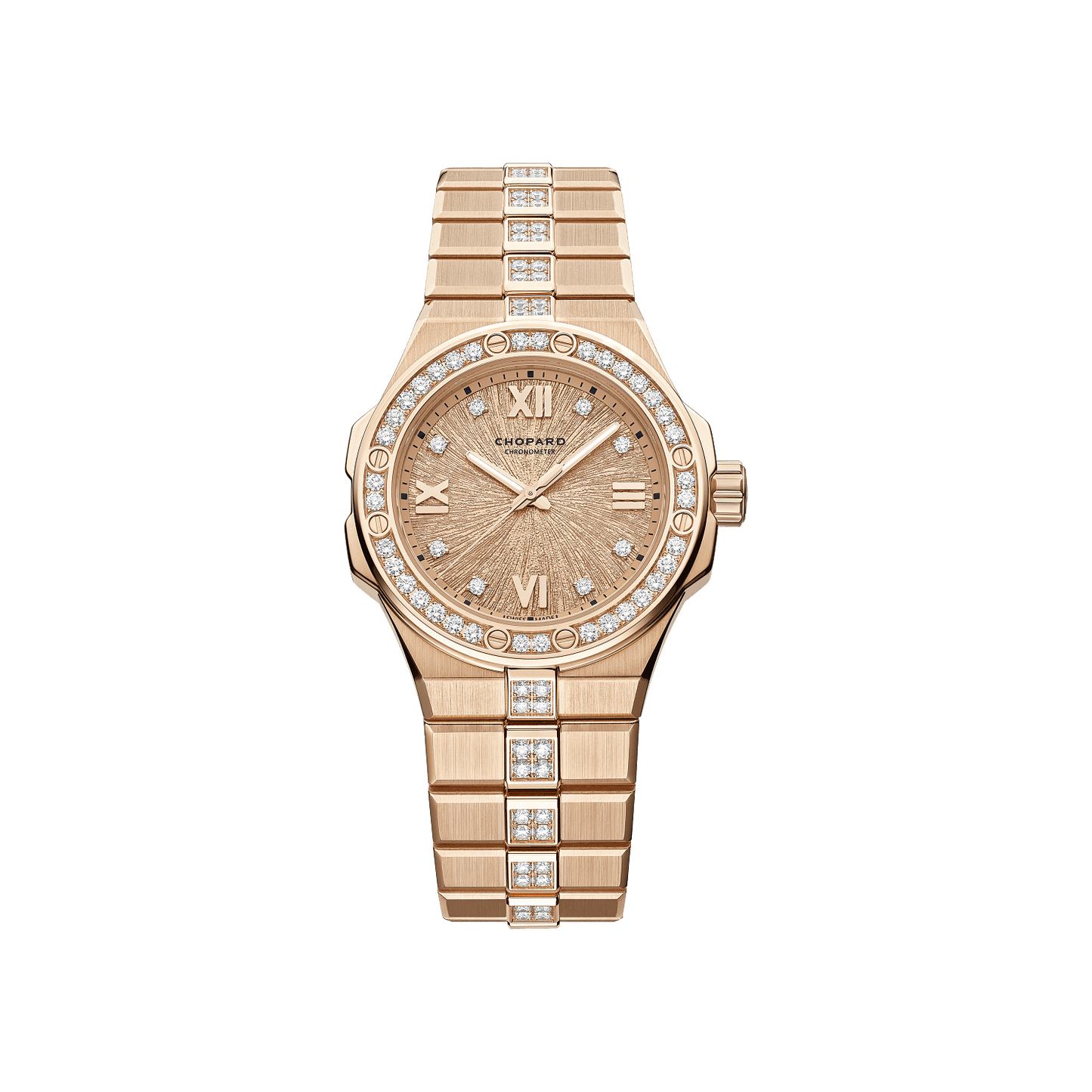 Chopard Alpine Eagle 33 mm Pink Dial with Diamonds 18k Rose Gold Bracelet 295384-5002