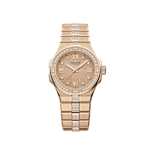 Chopard Alpine Eagle 33 mm Pink Dial with Diamonds 18k Rose Gold Bracelet 295384-5002