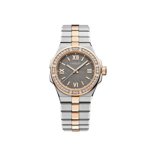 Chopard Alpine Eagle 33 mm Grey Dial with Diamonds 18K Rose Gold And Stainless Steel Bracelet 298617-6002