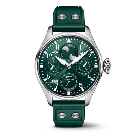 IWC Schaffhausen Big Pilot's Watch Perpetual Calendar 46.2  mm Green  Dial Stainless Steel Green Rubber Strap IW503608