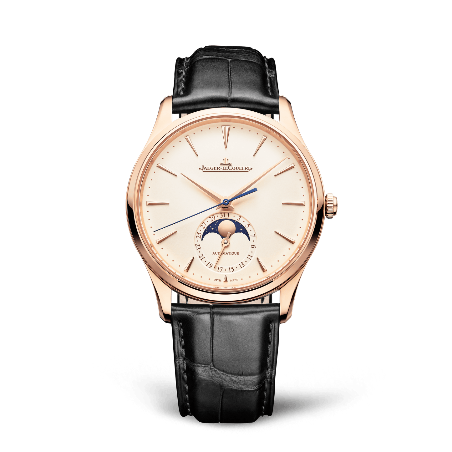 Jaeger-LeCoultre Master Ultra Thin Moon 39 mm Beige Dial Pink Gold Alligator Leather Strap Q1362511