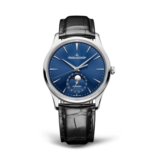 Jaeger-LeCoultre Master Ultra Thin Moon 39 mm Blue Dial Stainless Steel Alligator Leather Strap Q1368480