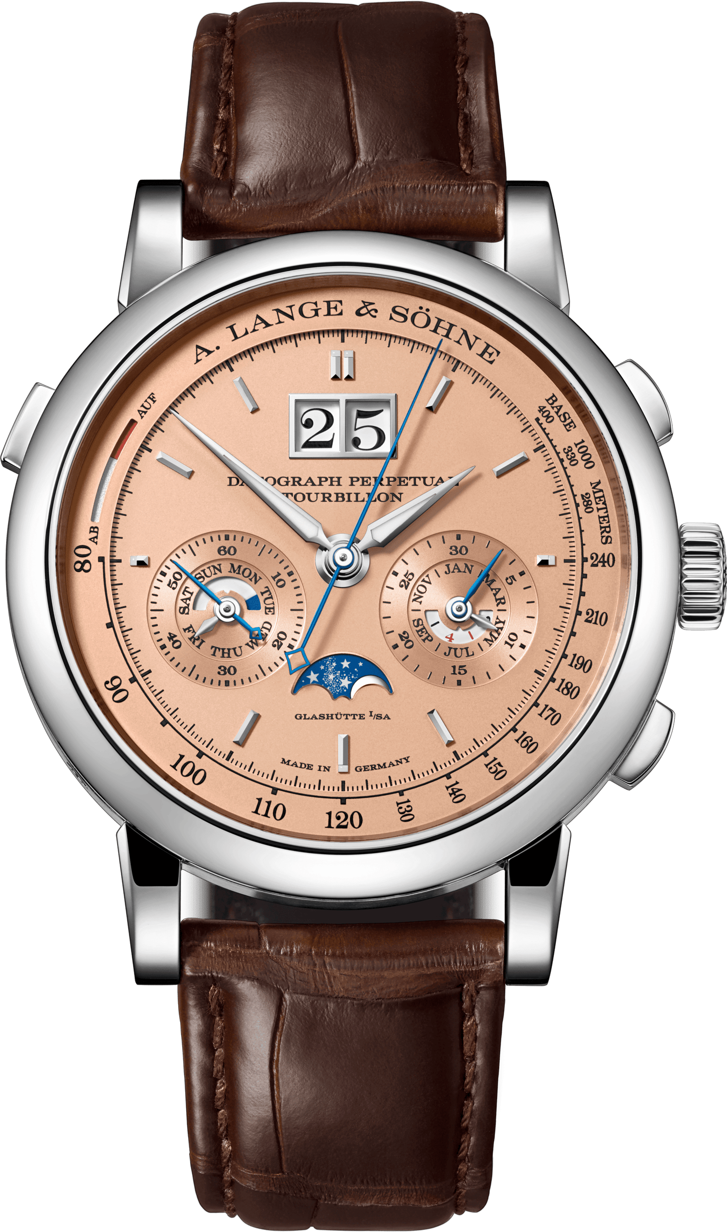 Alange-Soehne DATOGRAPH PERPETUAL TOURBILLON 41.5 mm Pink Dial 18-Carat White Gold Alligator Leather Strap 740.056FE / LSLS7403AT