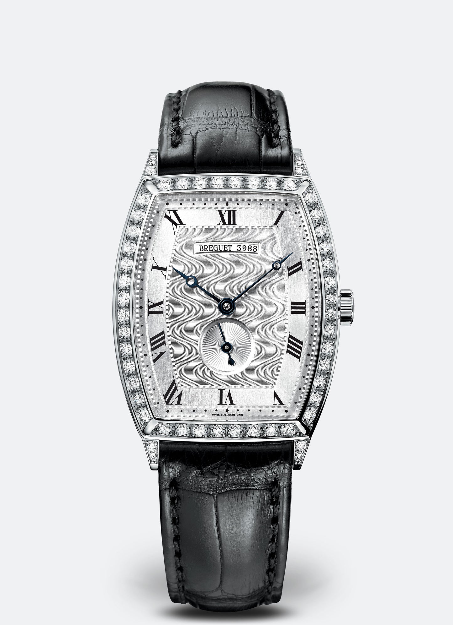 Breguet Héritage 35 x 29.60 mm Silver Dial with Diamonds White Gold Black Leather Strap 3661BB/12/984/DD00