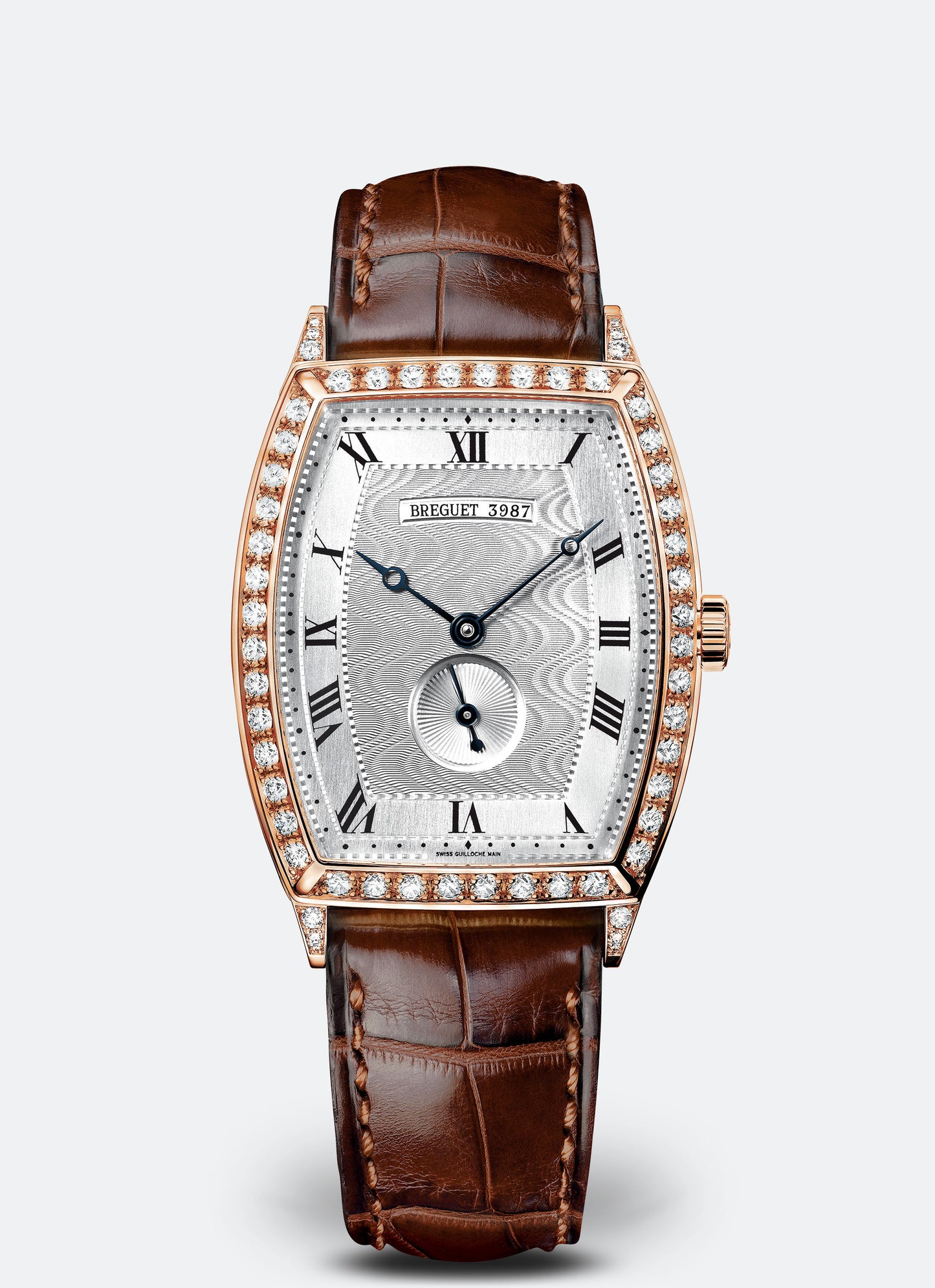 Breguet Héritage 35 x 29.60 mm Silver Dial with Diamonds 18k Rose Gold Brown Leather Strap 3661BR/12/984/DD00