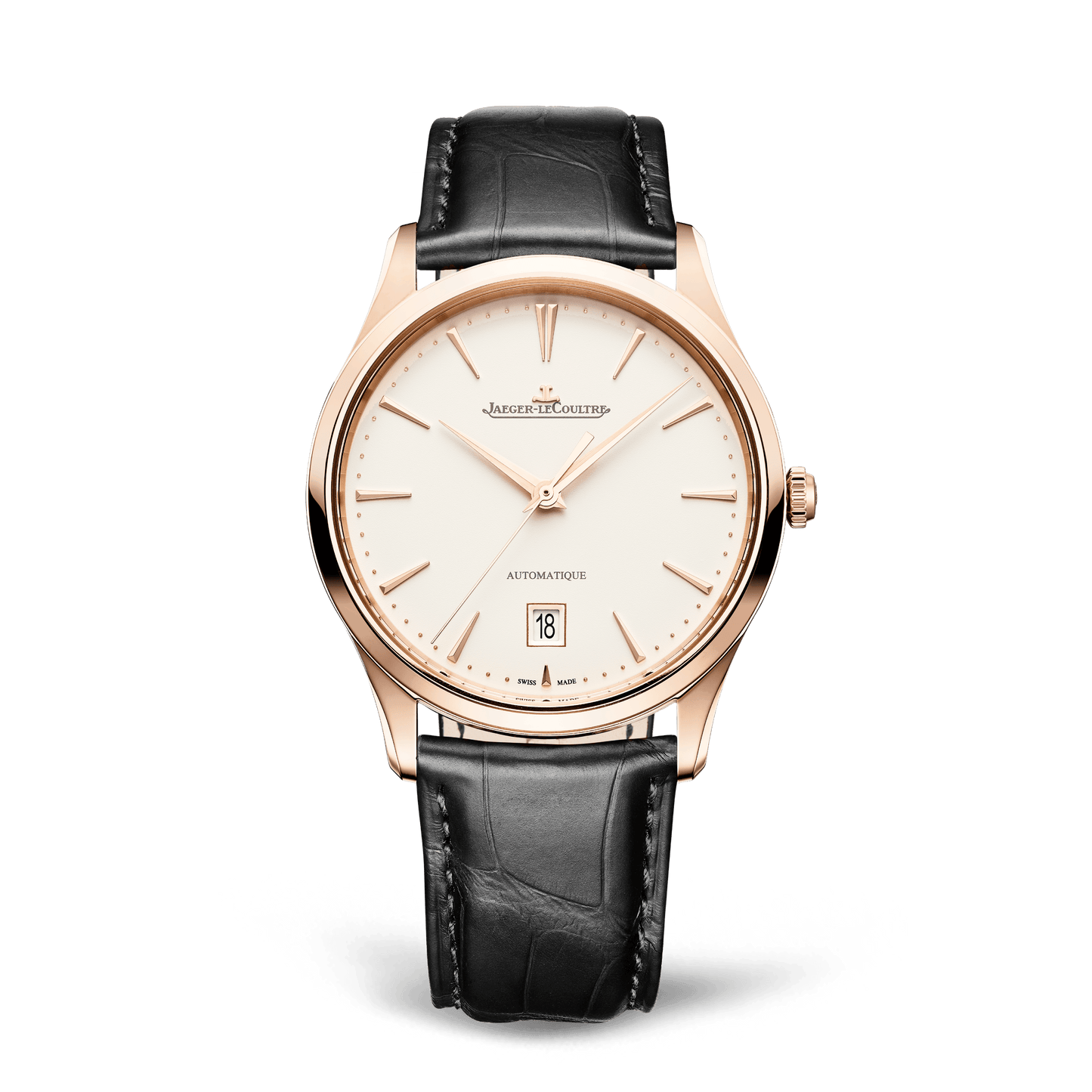 Jaeger-LeCoultre Master Ultra Thin Date 39 mm Beige Dial Pink Gold Alligator Leather Strap Q1232511