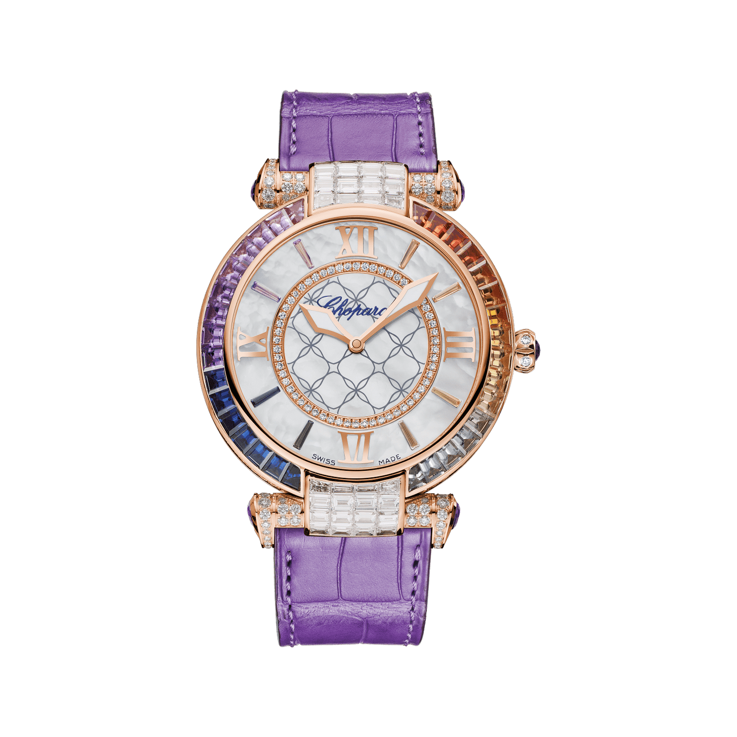 Chopard IMPERIALE Joaillerie Rainbow 40 mm White Mother-Of-Pearl Dial with Diamonds 18k Rose Gold Alligator Leather Strap 384239-5009