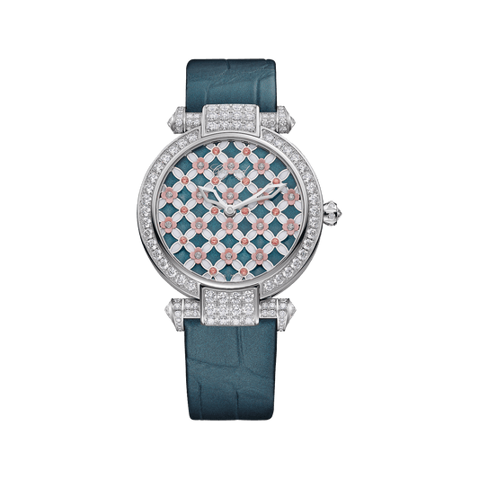 Chopard IMPERIALE MÉTIERS D'ART 36 mm Blue Dial with Diamonds 18K White Gold Alligator Leather Strap 385392-1001