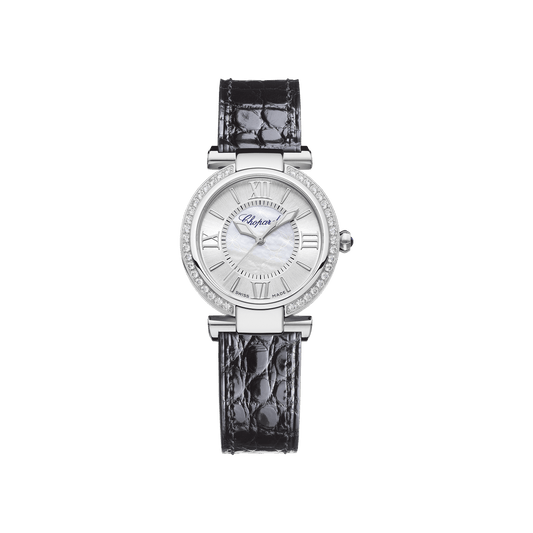 Chopard IMPERIALE 29 mm Silver Dial with Diamonds Stainless Steel Alligator Leather Strap 388563-3007