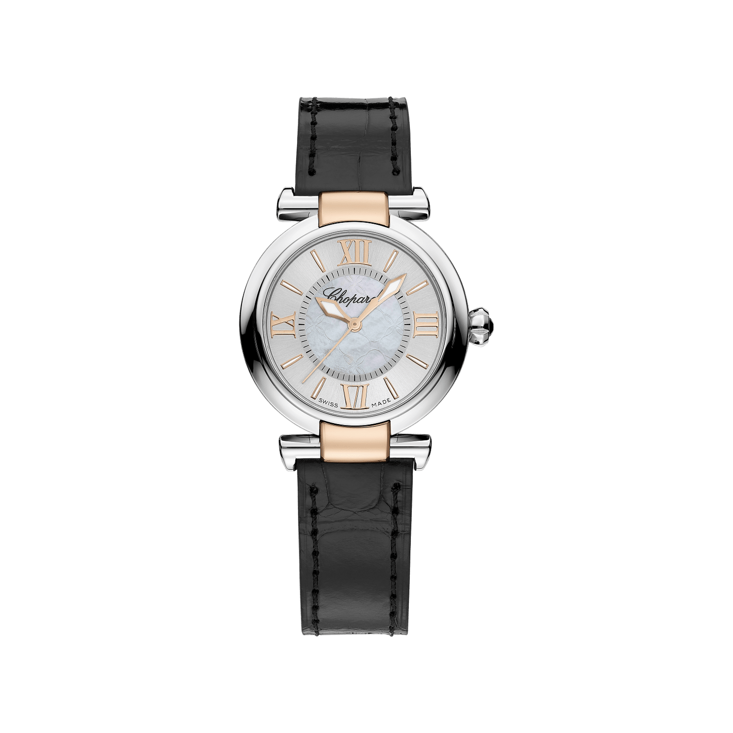 Chopard IMPERIALE 29 mm Silver Mother-Of-Pearl Dial 18K Rose Gold And Stainless Steel Alligator Leather Strap 388563-6005