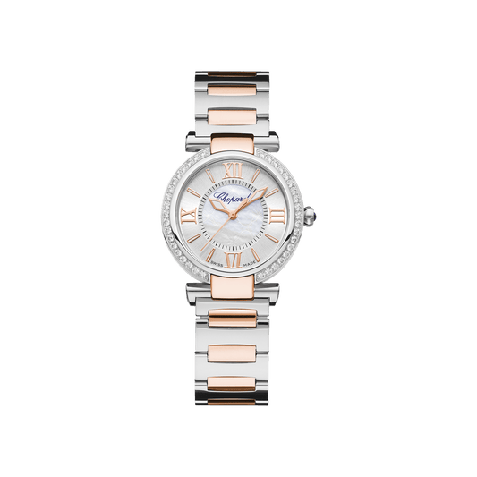 Chopard IMPERIALE 29 mm Silver Mother-Of-Pearl Dial with Diamonds 18K Rose Gold And Stainless Steel Bracelet 388563-6008