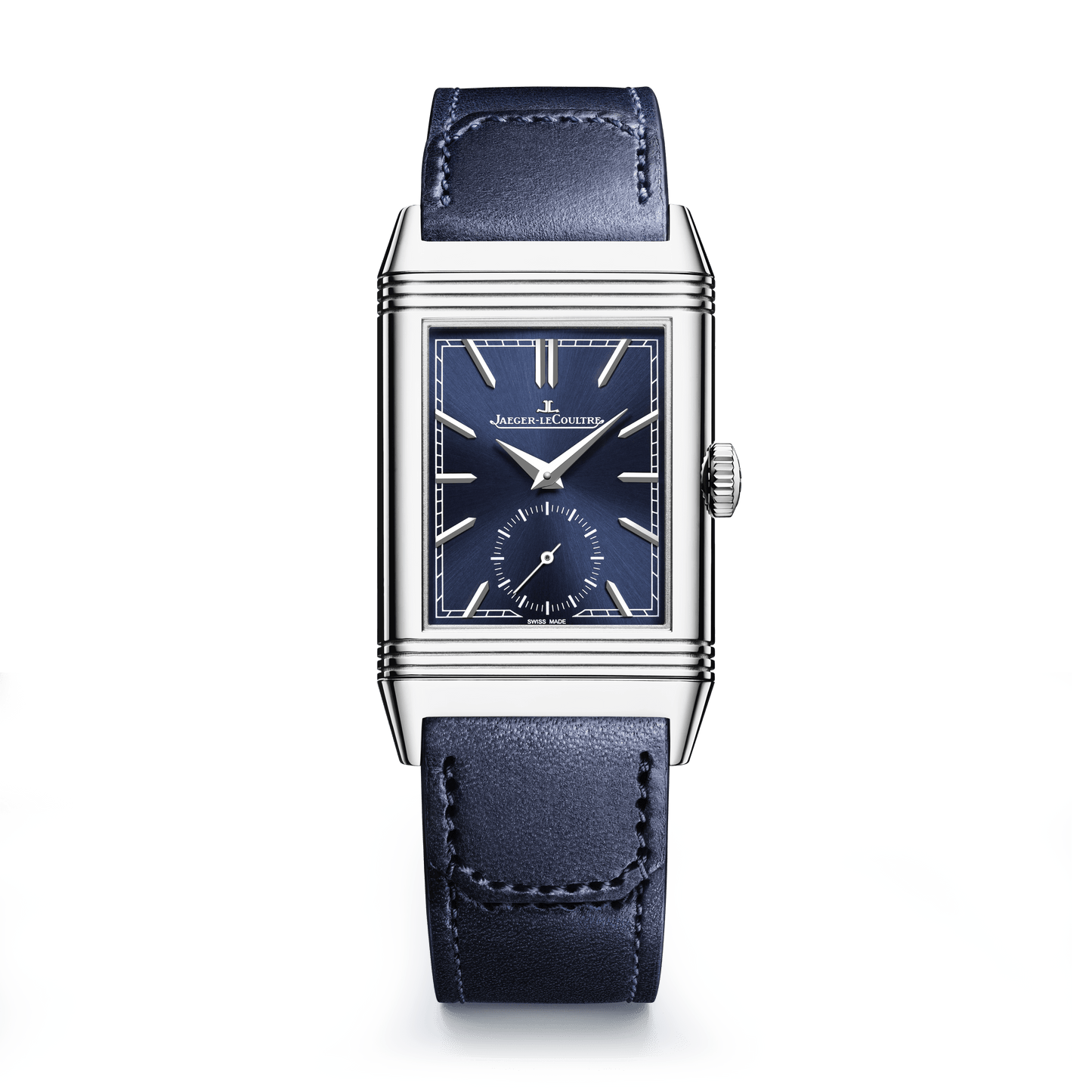 Jaeger-LeCoultre Reverso Tribute Monoface Small Seconds 45.6 x 27.4 mm Blue Dial Stainless Steel Calfskin Leather Strap Q397848J