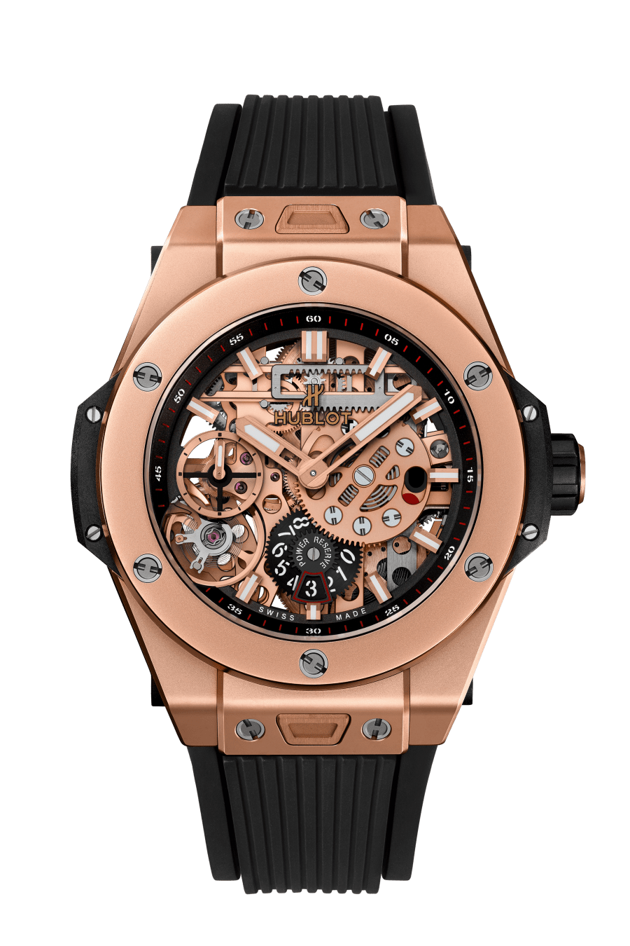 Hublot Big Bang Meca-10 King Gold 45 mm Transparent Dial Microblasted 18K King Gold Rubber Strap 414.OI.1123.RX