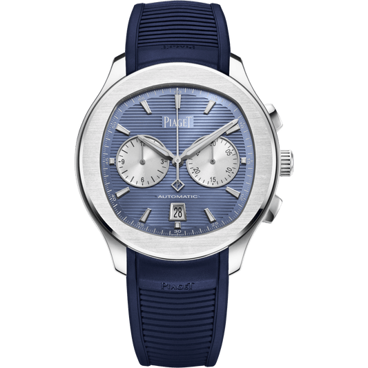 Piaget Piaget Polo Chronograph watch 42 mm Blue Dial Stainless Steel Rubber Strap G0A48024