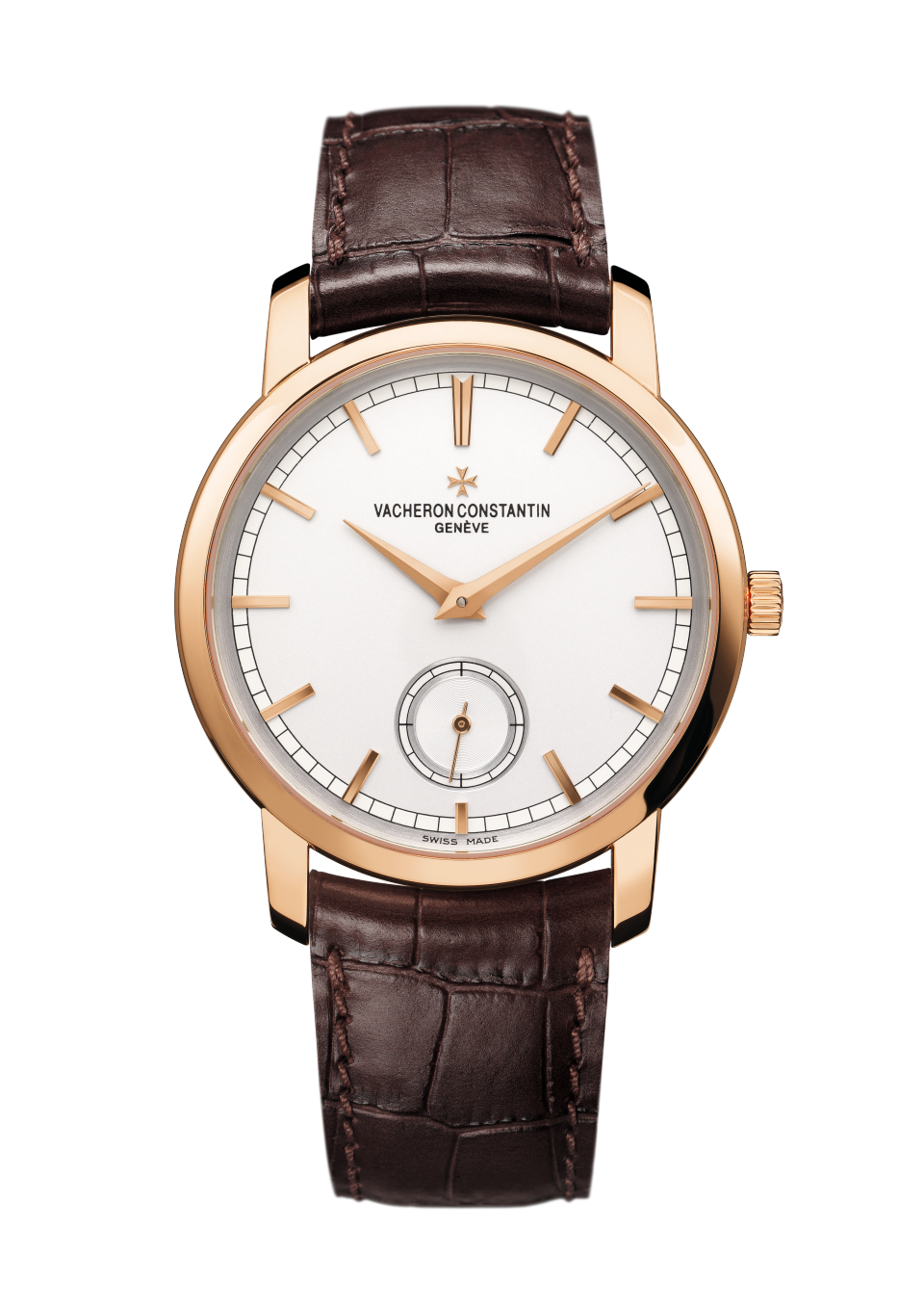 Vacheron Constantin Traditionnelle manual-winding 38 mm Silver Dial 18K Pink Gold Alligator Leather Strap 82172/000R-9382