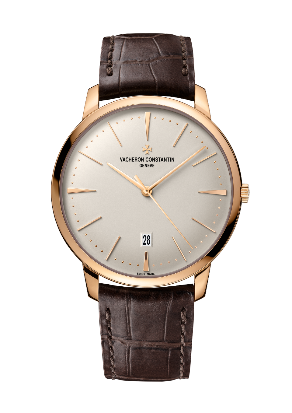 Vacheron Constantin Patrimony self-winding 40 mm Silver Dial 18K Pink Gold Alligator Leather Strap 85180/000R-9248