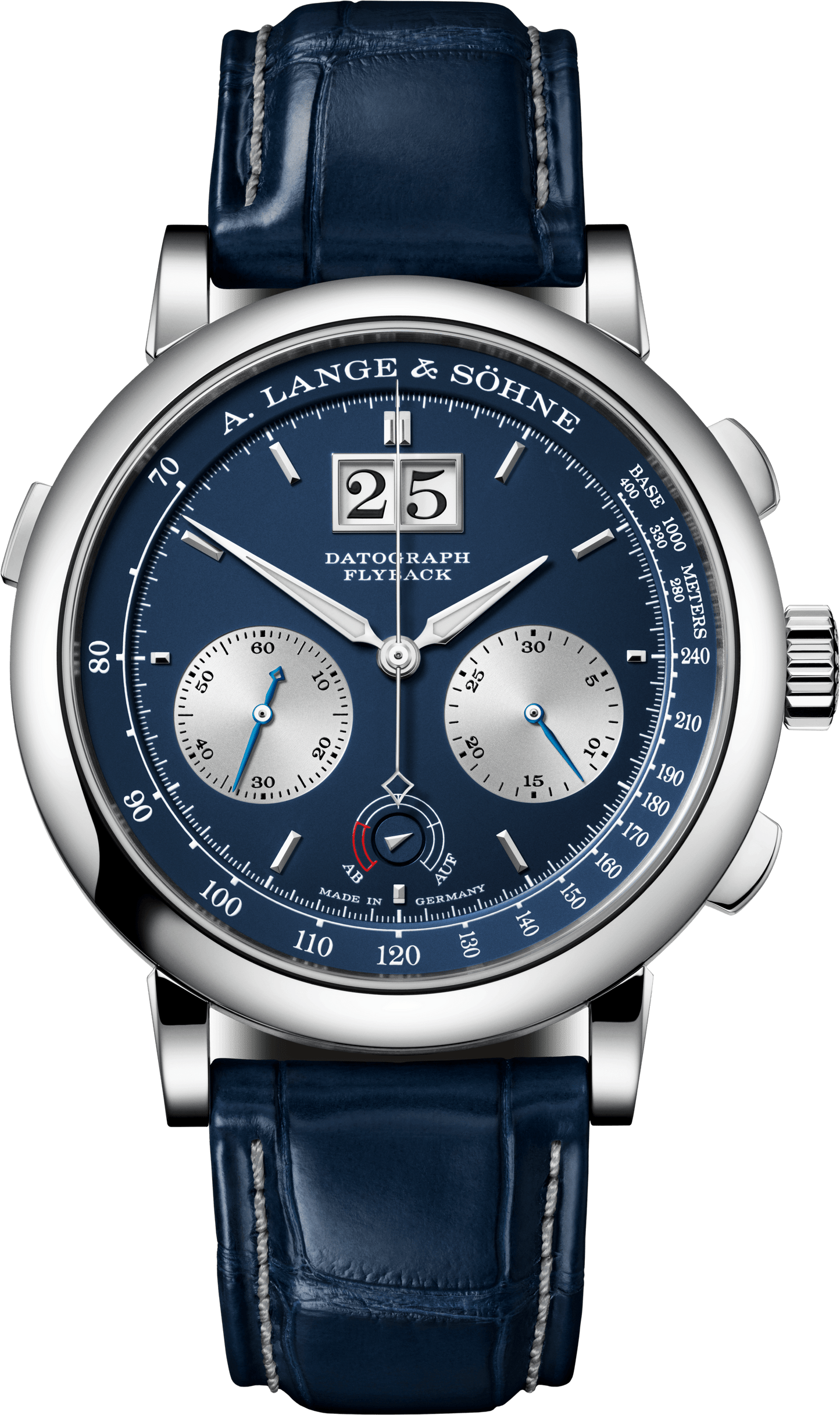 Alange-Soehne DATOGRAPH UP/DOWN 41 mm Blue Dial 18-Carat White Gold Alligator Leather Strap 405.028 / LSLS4053AA