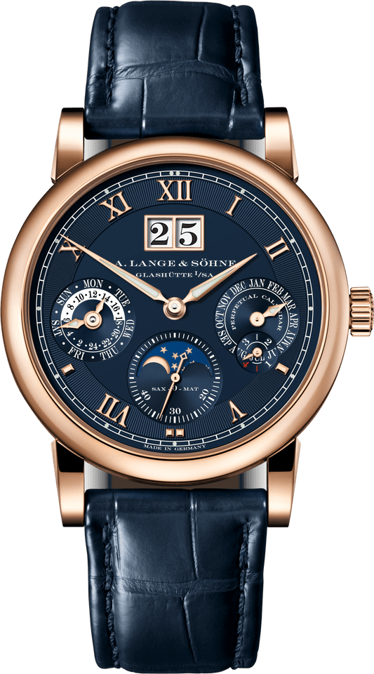 Alange-Soehne LANGEMATIK PERPETUAL 38.5 mm Dark Blue  Dial 18-Carat Pink Gold Alligator Leather Strap 310.037 E / LSLS3104AM