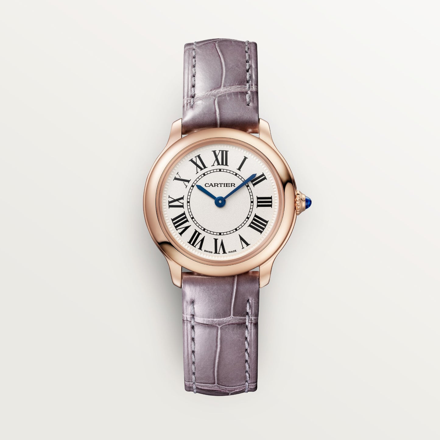 Cartier Ronde Louis 29 mm 18k Rose Gold Beige Dial Semi-Matte Purple Alligator Leather WGRN0013