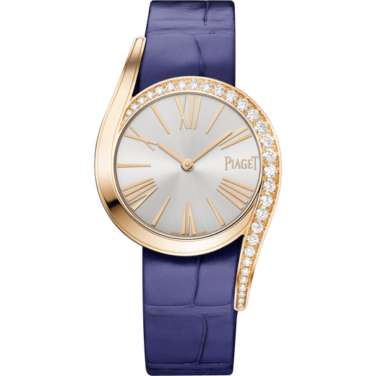 Piaget Limelight Gala watch 32 mm Silver Dial with Diamonds 18k Rose Gold Alligator Strap G0A47161