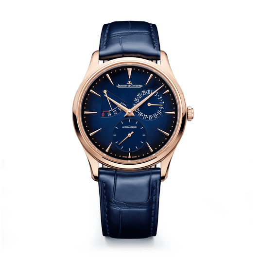 Jaeger-LeCoultre Master Ultra Thin Power Reserve 39 mm Blue Dial Pink Gold Alligator Leather Strap Q137258J