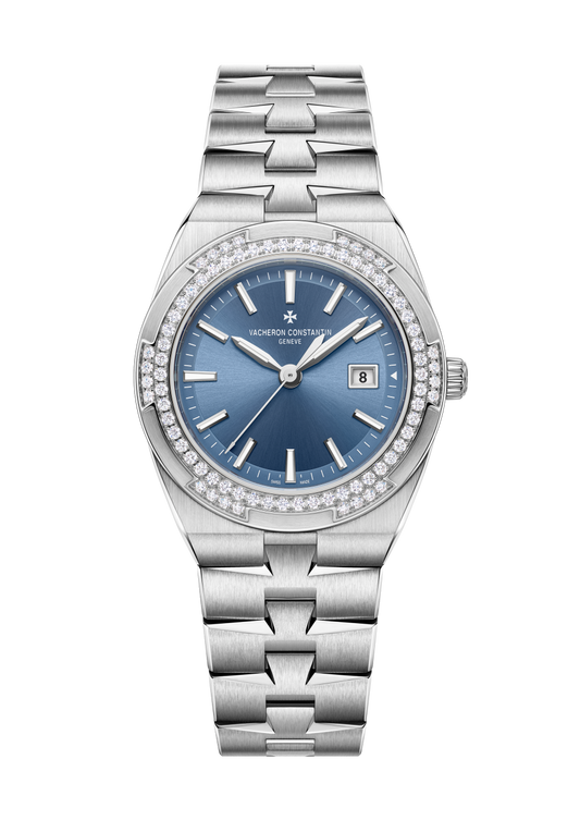 Vacheron Constantin Overseas quartz 33 mm Blue Dial with Diamonds Stainless Steel Bracelet 1225V/200A-B590