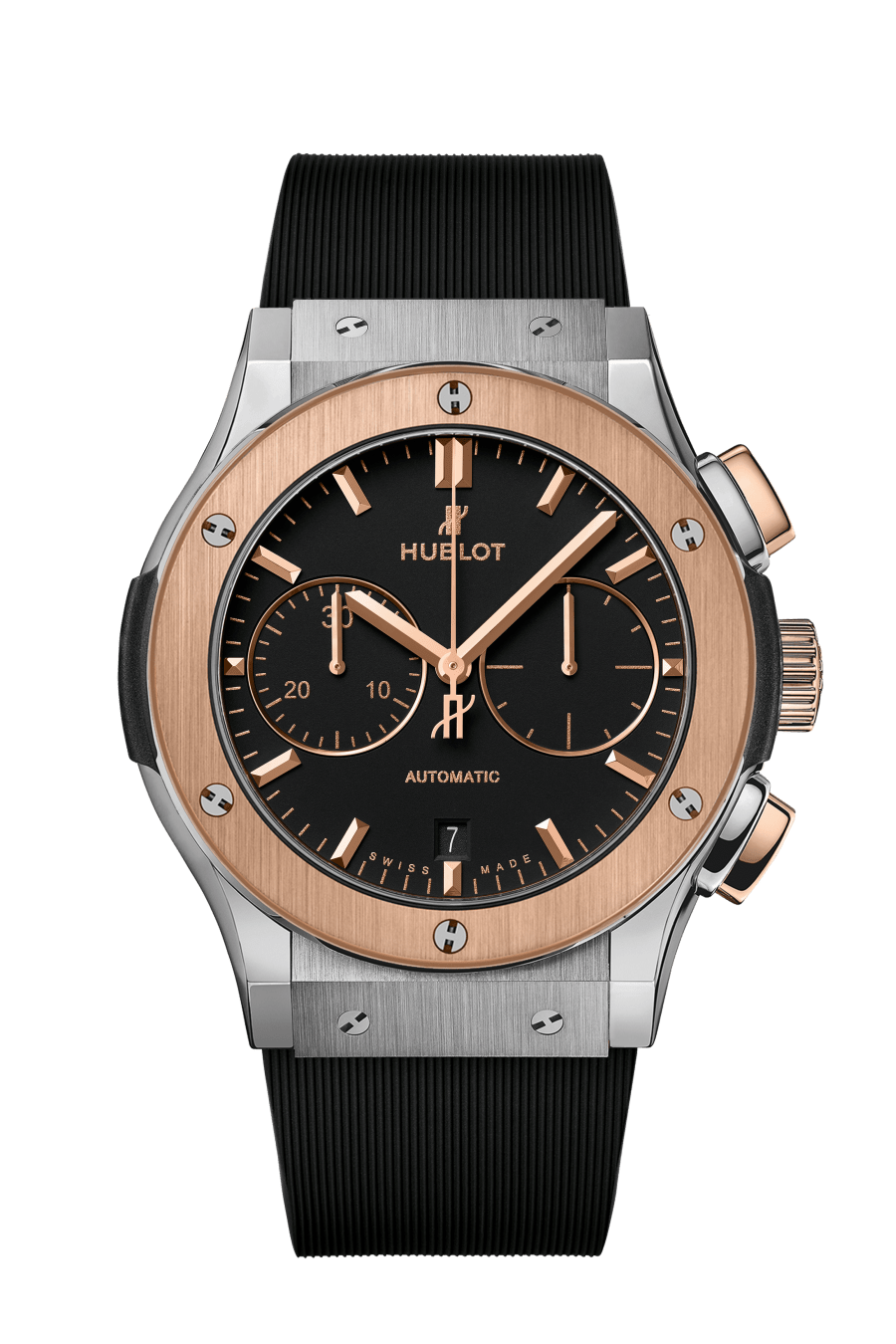 Hublot Classic Fusion Chronograph Titanium King Gold 45 mm Black Dial Polished Titanium Rubber Strap 521.NO.1181.RX