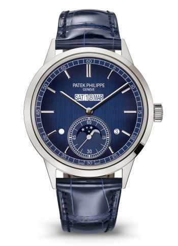 Patek Philippe Geneve Grand Complications 41.3 mm Blue Dial Platinum Alligator Leather Strap 5236P-001