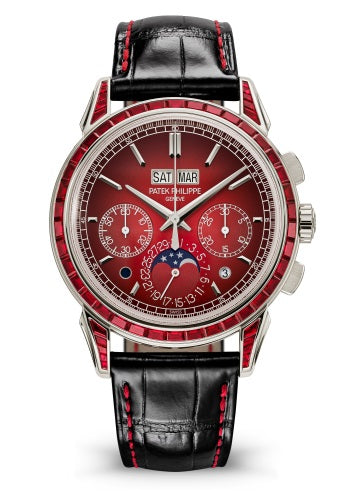 Patek Philippe Geneve Grand Complications 41 mm Red Dial with Diamonds Platinum Alligator Leather Strap 5271/12P-010