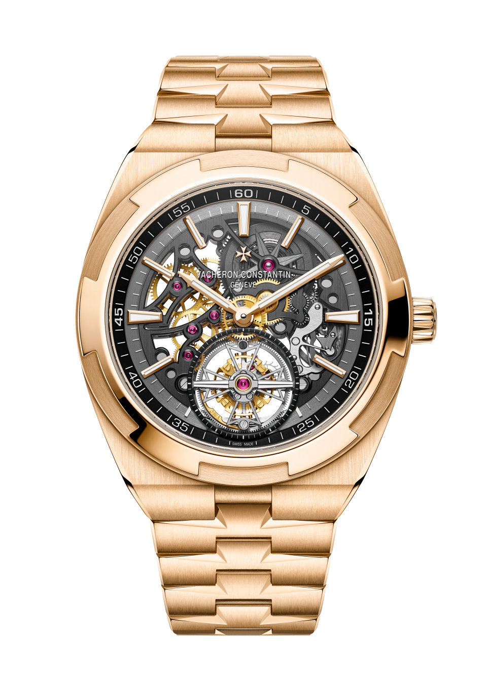 Vacheron Constantin Overseas tourbillon skeleton 42.5 mm Transparent Dial 18K Pink Gold Bracelet 6000V/210R-B934