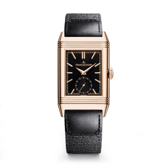 Jaeger-LeCoultre Reverso Tribute Monoface Small Seconds 45.6 x 27.4 mm Black Dial Pink Gold Calfskin Leather Strap Q713257J