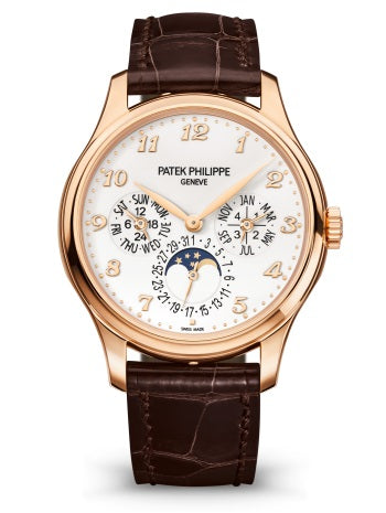 Patek Philippe Geneve Grand Complications 39 mm Silver Dial 18k Rose Gold Alligator Leather Strap 5327R-001