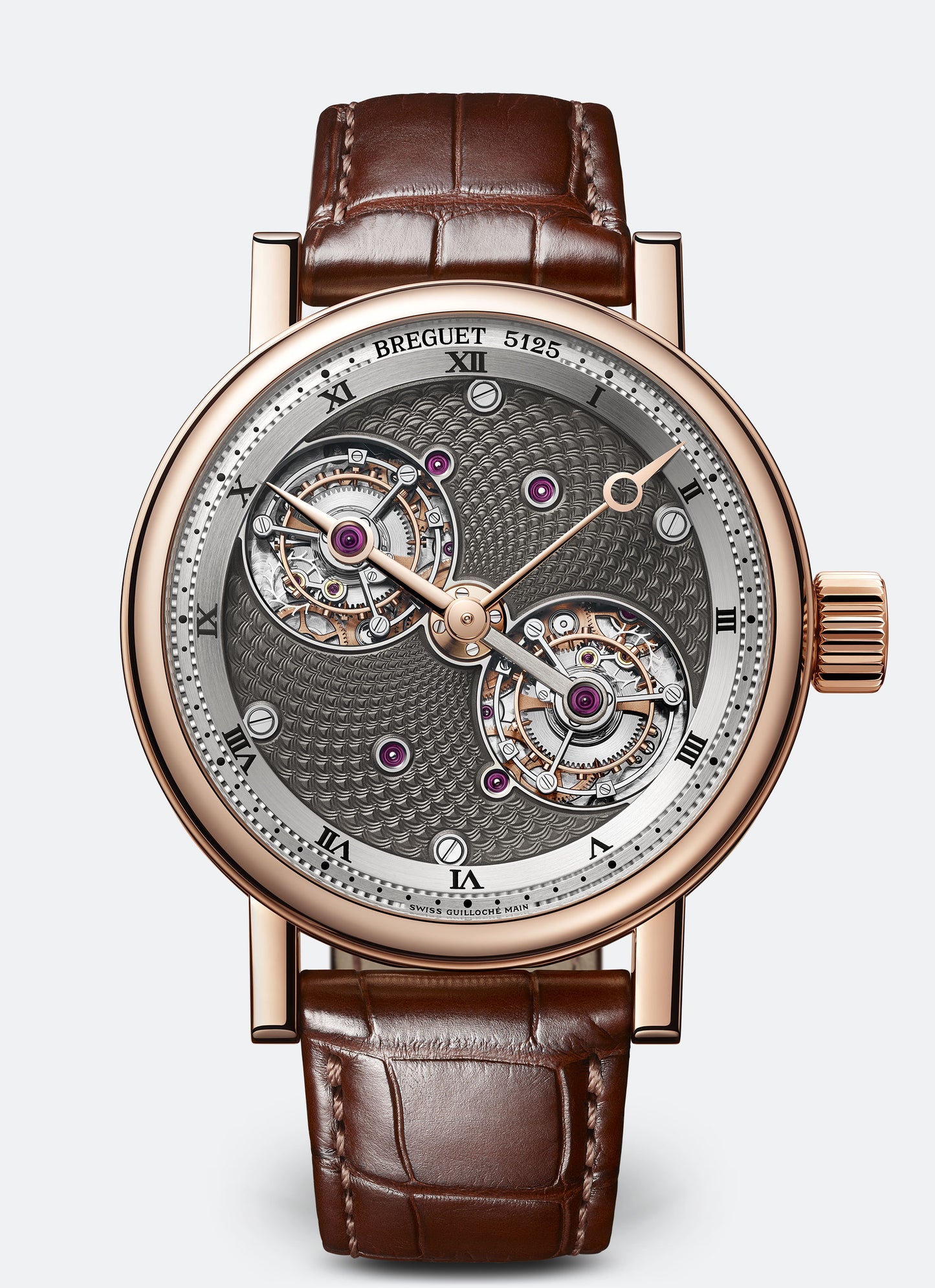 Breguet Classique 44 mm Dark Grey Dial 18k Rose Gold Brown Leather Strap 5347BR/2A/9ZU