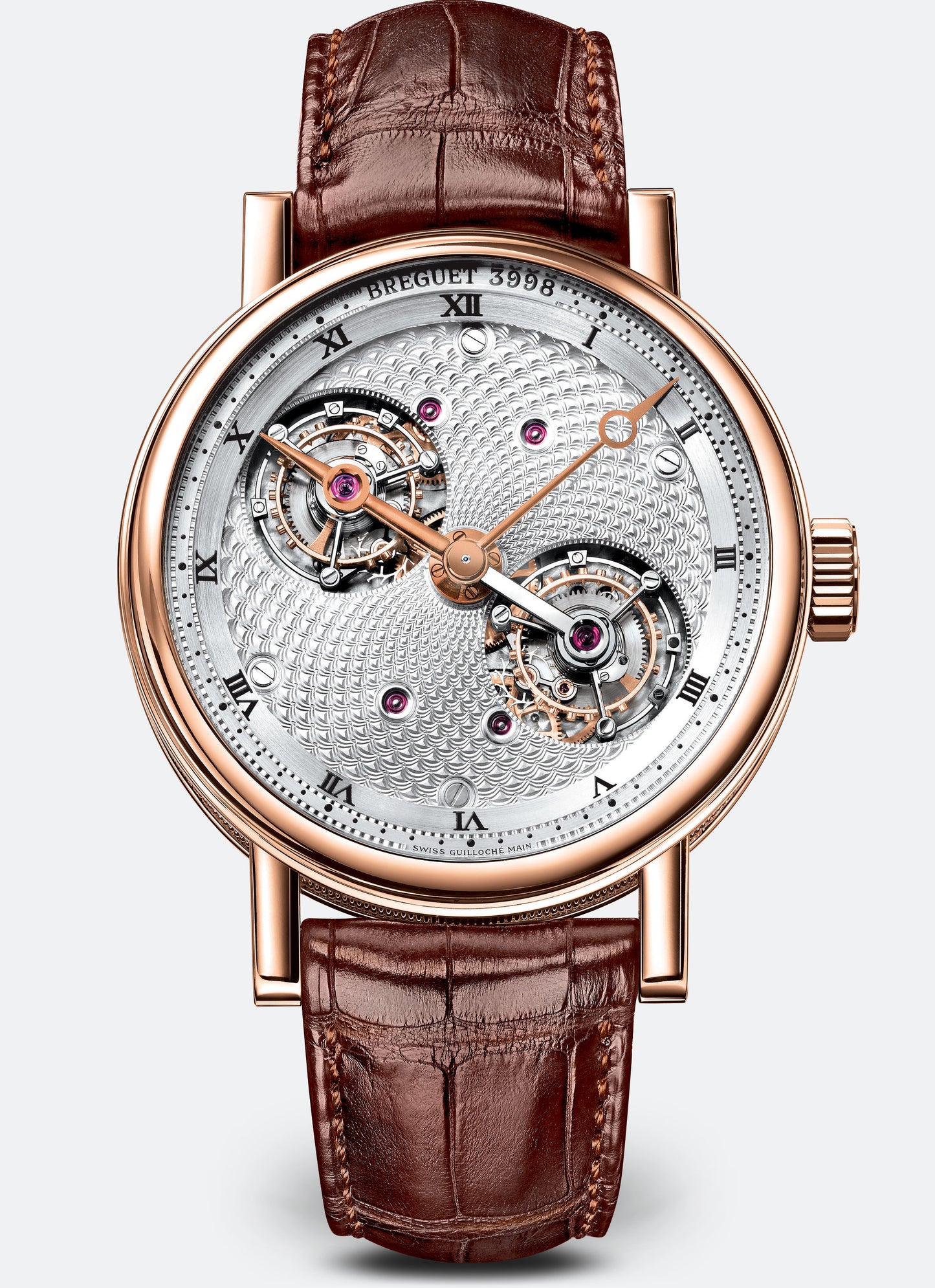 Breguet Classique 44 mm Silver Dial 18k Rose Gold Brown Leather Strap 5347BR/11/9ZU