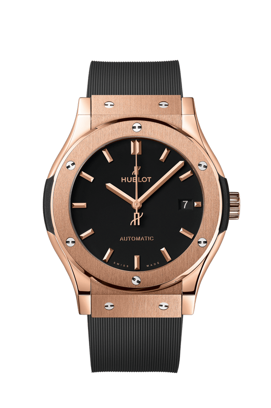 Hublot Classic Fusion King Gold 42 mm Black Dial Polished 18K King Gold Rubber Strap 542.OX.1181.RX