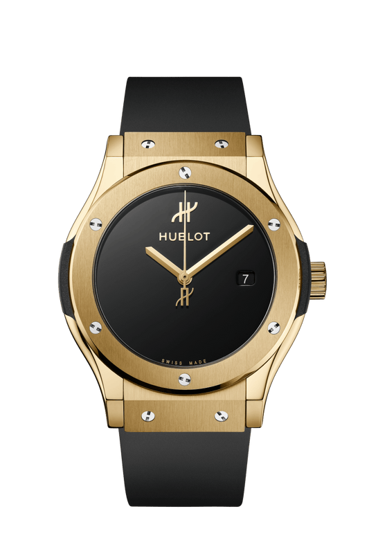 Hublot Classic Fusion Original Yellow Gold 42 mm Black Dial Polished 18K Yellow Gold Rubber Strap 542.VX.1230.RX.MDM