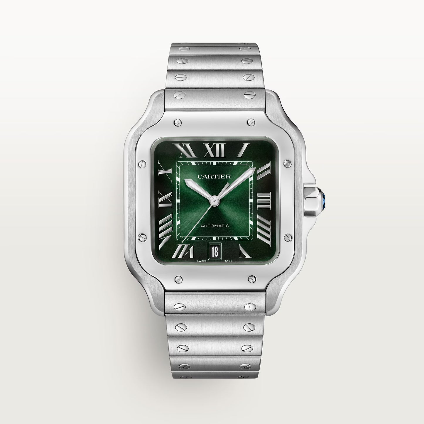 Cartier Santos Large Steel Green Dial Bracelet WSSA0062