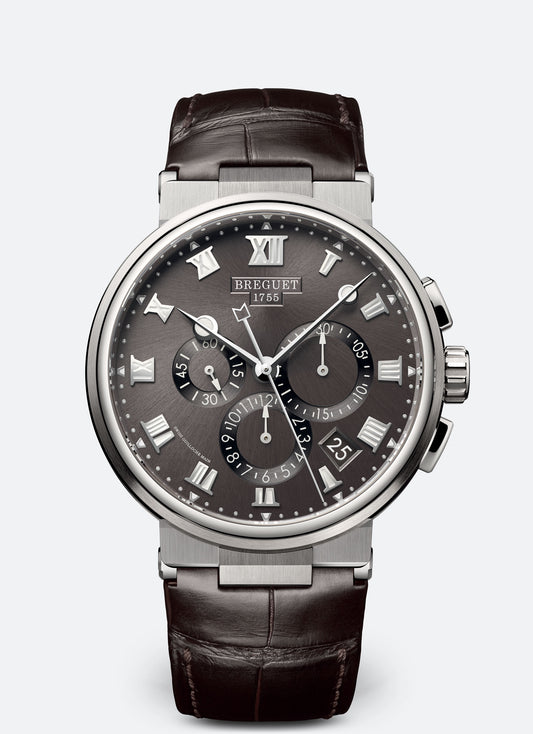 Breguet Marine 42.3 mm Dark Grey Dial Titanium Dark Grey Leather Strap 5527TI/G2/9WV