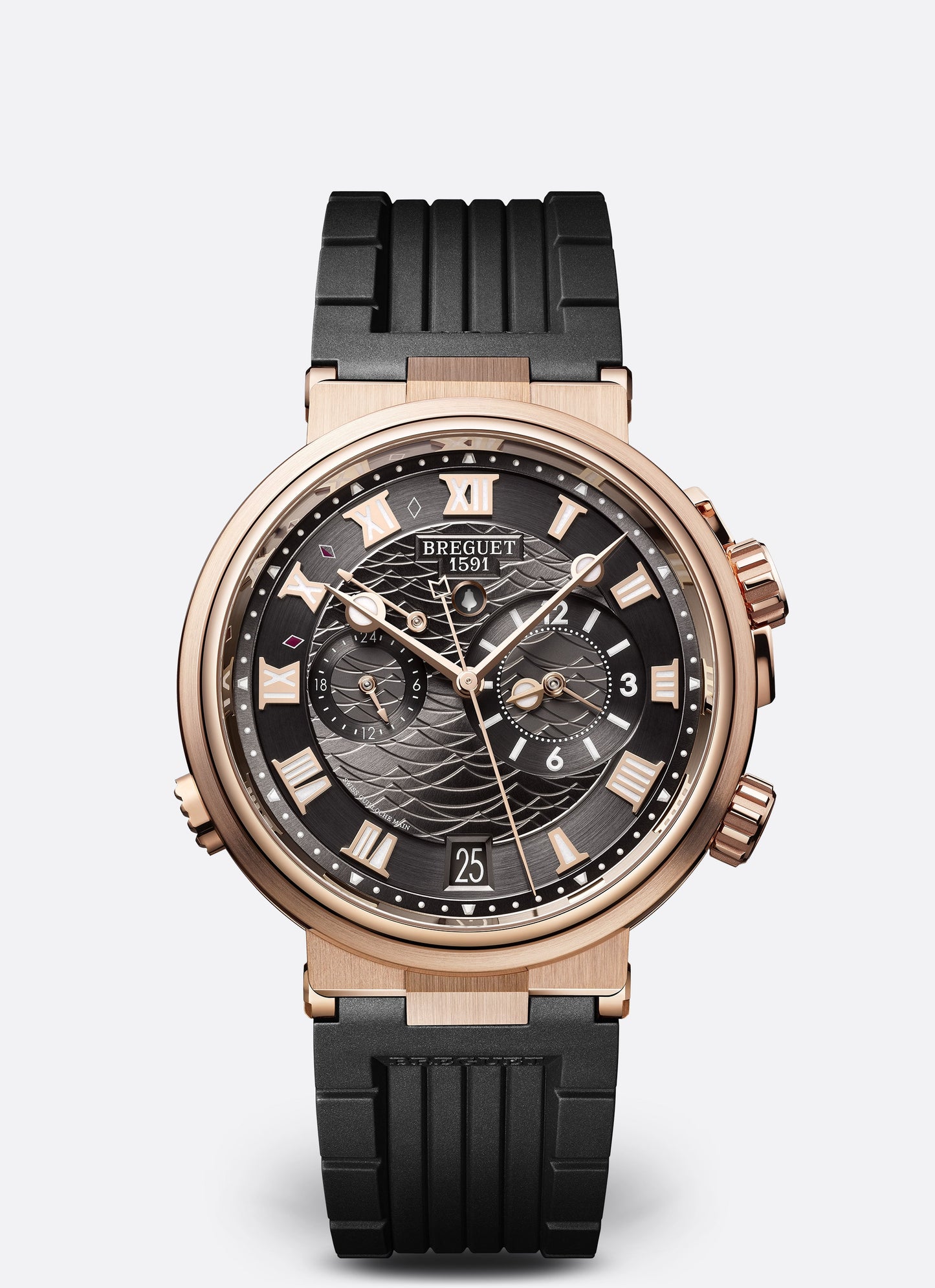 Breguet Marine 40 mm Black Dial 18k Rose Gold Black Rubber Strap 5547BR/G3/5ZU