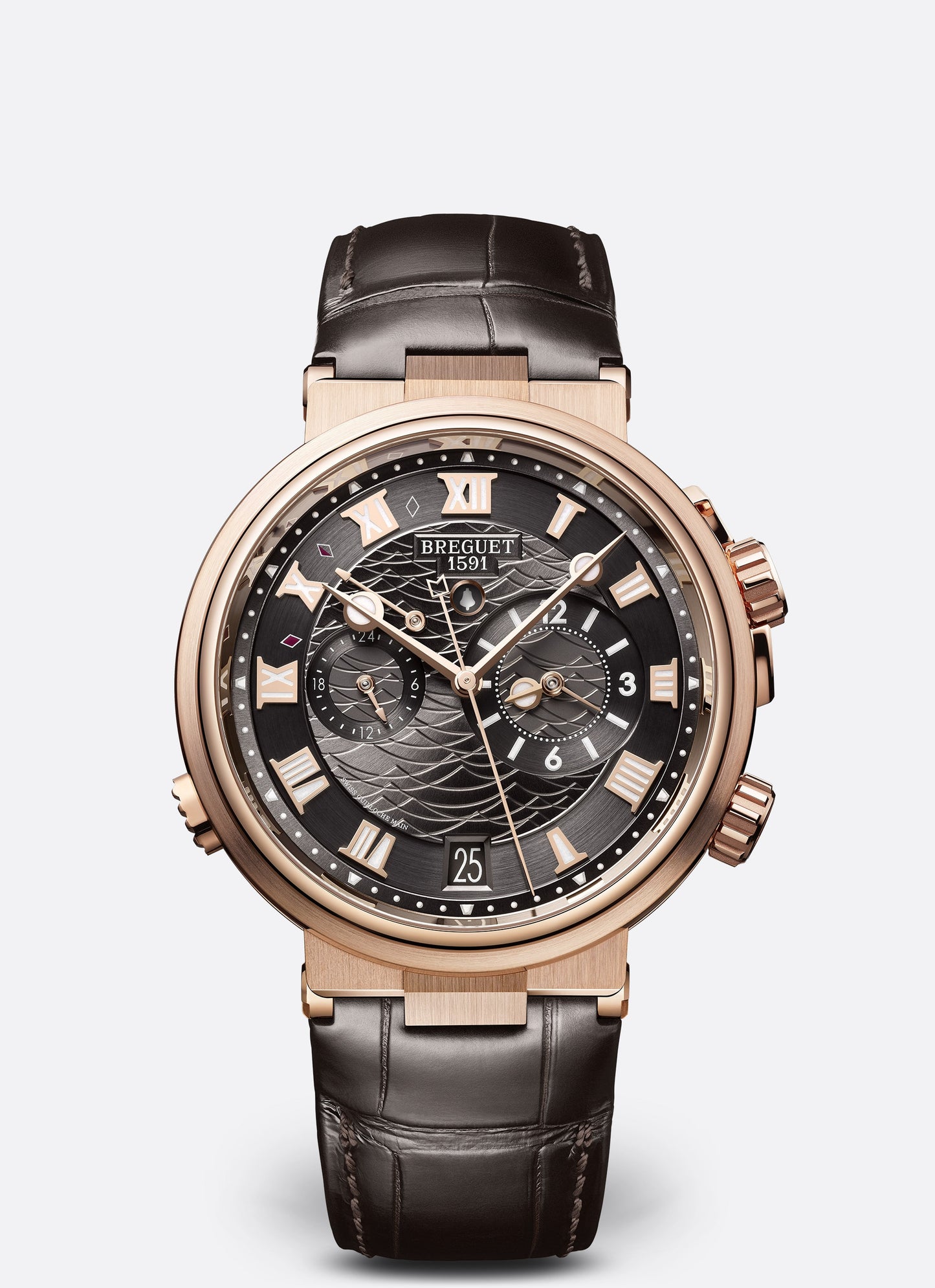 Breguet Marine 40 mm Dark Grey Dial 18k Rose Gold Dark Brown Leather Strap 5547BR/G3/9ZU