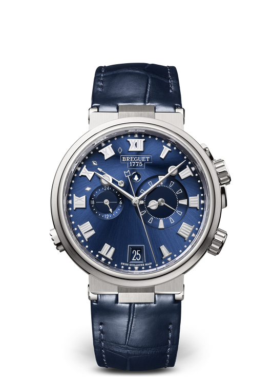 Breguet Marine 40 mm Blue Dial Titanium Blue Leather Strap 5547TI/Y1/9ZU