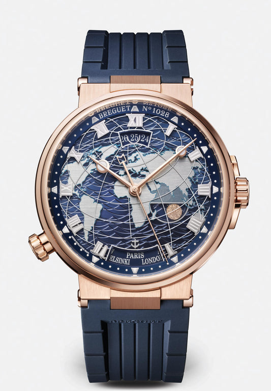 Breguet Marine 43.9mm Blue Dial 18k Rose Gold Blue Rubber Strap 5557BR/YS/5WV